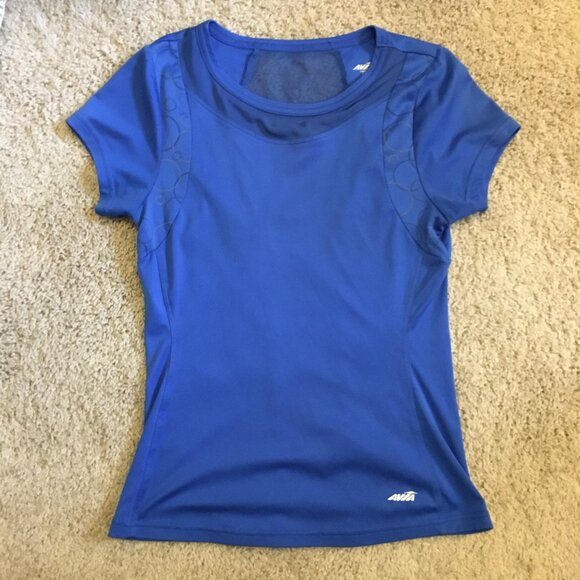 Avia Sleek Blue Bubble Print + Mesh Workout Tee - Picture 11 of 16